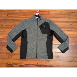 Spyder Men's Full Zip Fleece Jacket Gray Black Logo Activewear Size Medium
